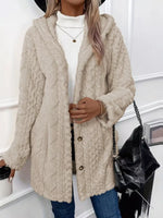Full Size Button-Down Hooded Outerwear Plus Size