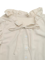 Ruffle Sleeve Tie-Neck Shirt