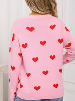 Valentine's Day Heart Pattern Dropped Shoulder Sweater