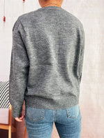 Floral Ribbed Hem Tie Front Cardigan