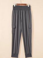 Elastic High Waist Pocketed Cargo Jogger Pants