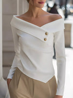Off-Shoulder Button Detail Blouse