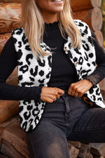 Leopard Print Sherpa Fleece Vest Coat