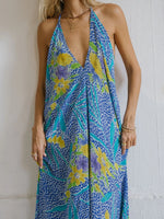 Asymmetrical Hem Printed Halter Neck Dress