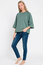 Zenana Scuba 3/4 Sleeve Pullover