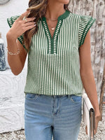 Striped Ruffle Sleeve Blouse