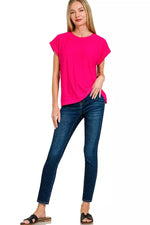 Zenana Slub Cuffed Sleeve Tee