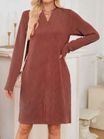 Casual Ribbed Knit Long Sleeve Dress