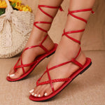 Lace-Up Flat Sandals