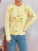 Flower Button Up Long Sleeve Cardigan