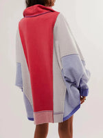 High-Low Exposed Seam Contrast Long Sleeve Sweatshirt