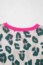 Leopard Print Short Sleeve Top and Shorts Set