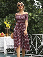Off Shoulder Floral Slit Dress
