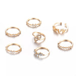 7 Piece 18K Gold-Plated LOVE Zircon Ring Set