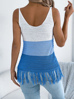 Color Block Fringe Hem Knit Cami