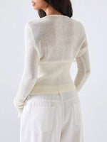 Lace-Trimmed V-Neck Button-Down Cardigan