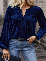 Velvet Balloon Sleeve Blouse