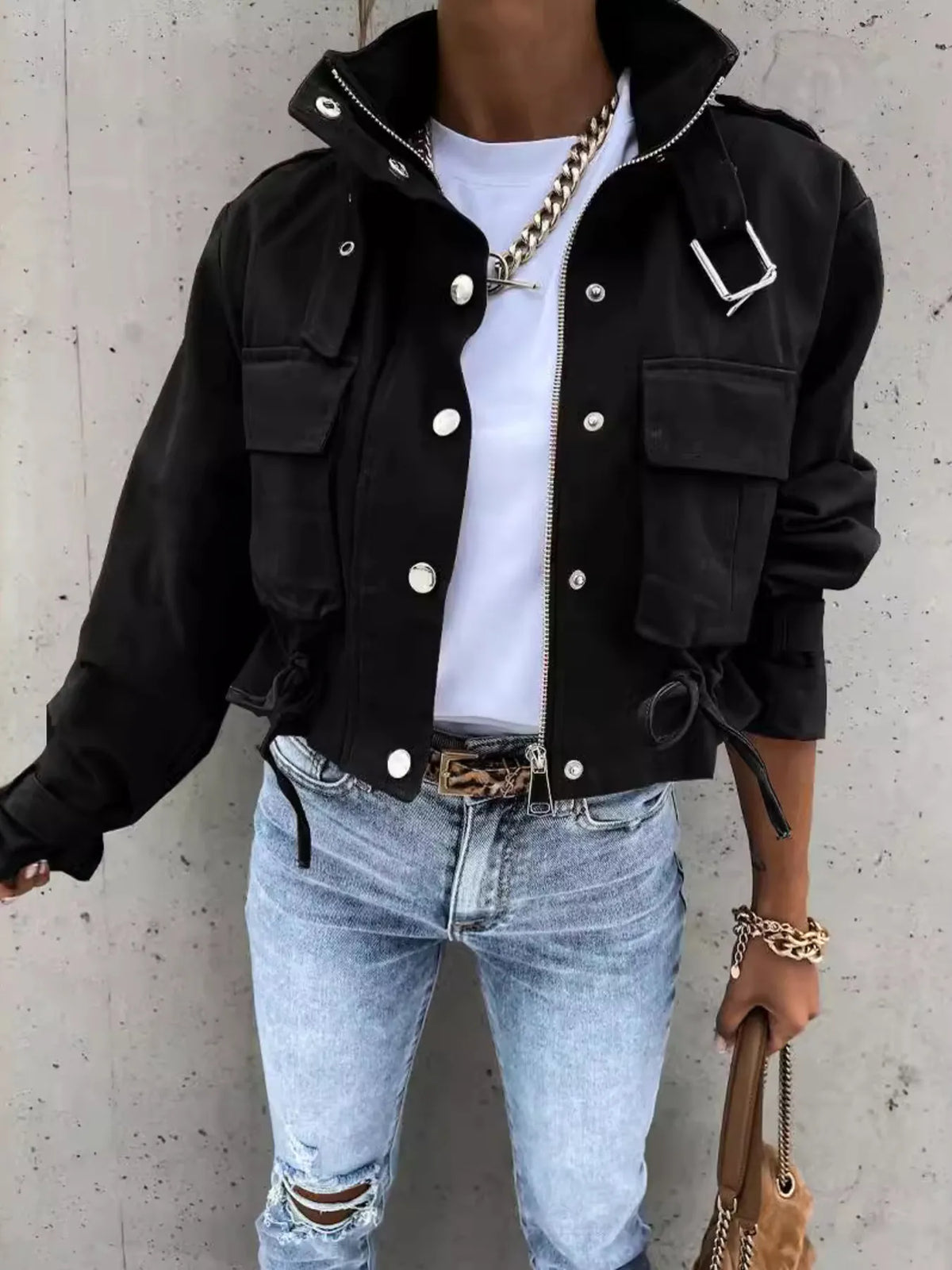 Snap Down Long Sleeve Jacket