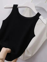 Plus Size Ribbed Knit Scoop Neck Tank Top
