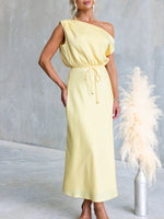 One-Shoulder Tied Midi Dress