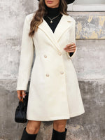 Lapel Collar Long Sleeve Longline Coat