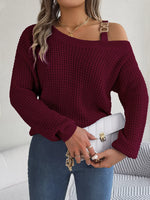Asymmetrical Neck Long Sleeve Sweater