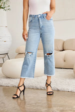 RFM Full Size Tummy Control High Waist Raw Hem Distressed Jeans