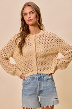 SO ME Open Knitted Button Down Cardigan Sweater Top