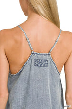 Zenana Enzyme Stone Washed Lyocell Mini Dress