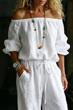 Full Size Off-Shoulder Top and Pants Set Plus Size