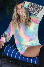 BiBi Tie Dye French Terry Sweatshirt with Contrast
