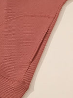 Drawstring V-Neck Waffle Knit Casual Hoodie