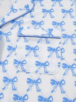 Bow Print Long Sleeve Shirt and Pants Pajama Set