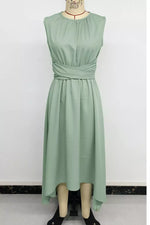 Sleeveless High-Low Hem A-Line Dress