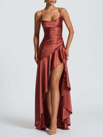 Ruffle High-Slit Maxi Dress