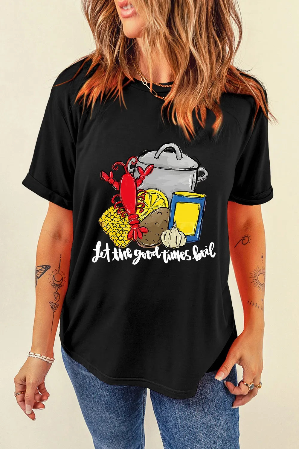 Graphic Round Neck Short Sleeve T-Shirt