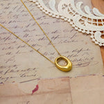 18K Gold-Plated Oval Pendant Necklace