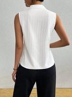 Texture Notched Sleeveless Top