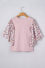 Floral Patchwork Bell Sleeve Blouse