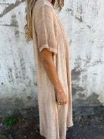 Full Size V-Neck Short Sleeve Midi Dress Plus Size