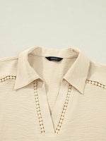 Johnny Collar Texture Blouse