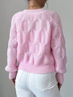 Bow Cable Knit V-Neck Cardigan