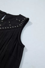 Western Fringe Rivet Paneling Bust Sleeveless Top