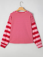 Contrast Striped Drop Shoulder V Neck Top