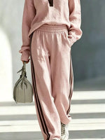 Long Sleeve Top and Side-Striped Joggers Set