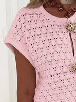 Crochet Short Sleeve Button Front Cardigan