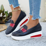 Metal Buckle Round Toe Slip-Ons
