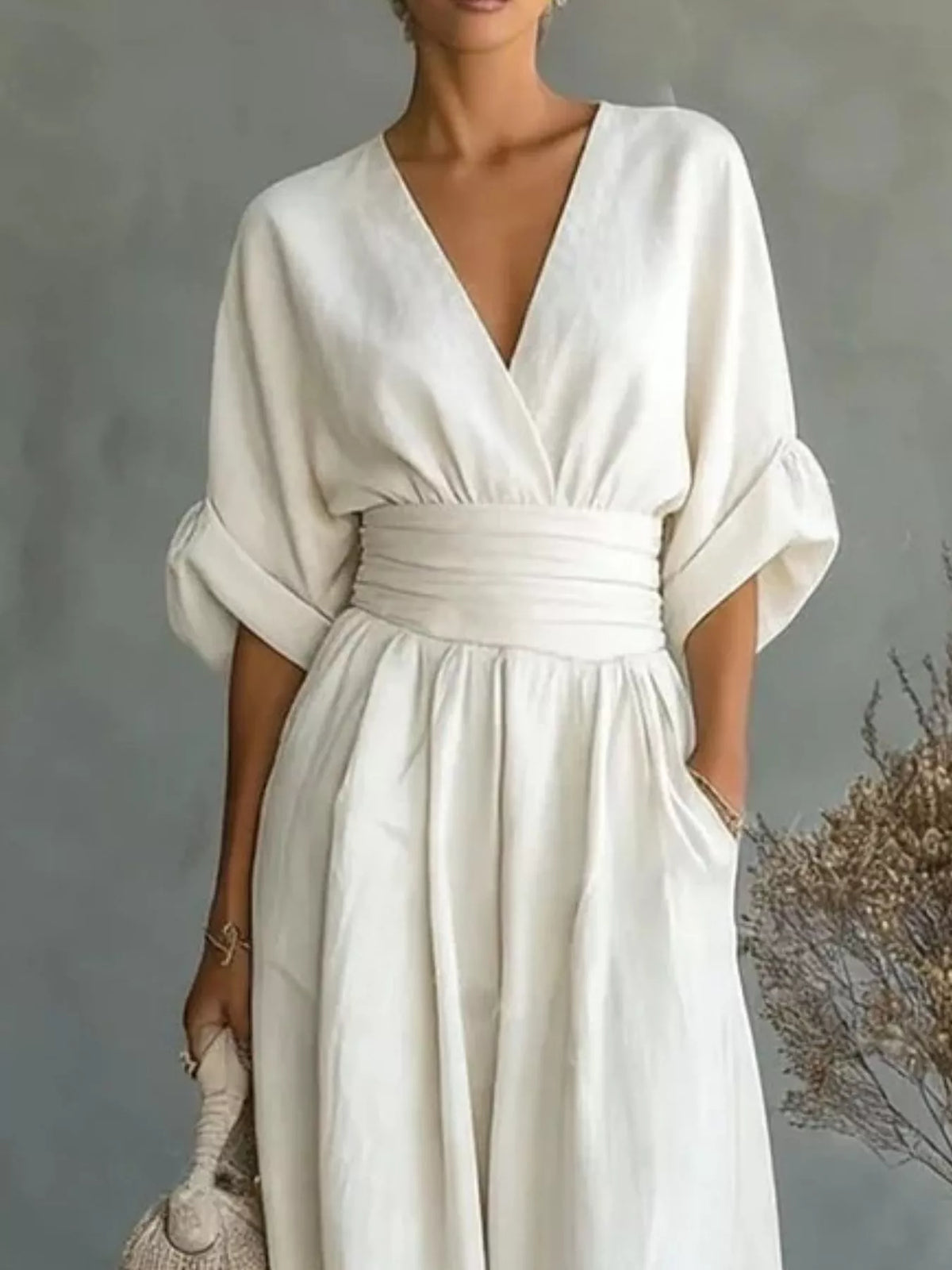 Full Size Half Sleeve Wide-Leg Jumpsuit Plus Size