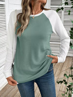 Waffle Knit Raglan Sleeve T-Shirt
