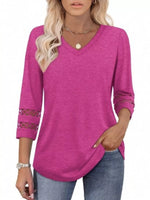 Full Size V-Neck 3/4 Sleeve T-Shirt Plus Size